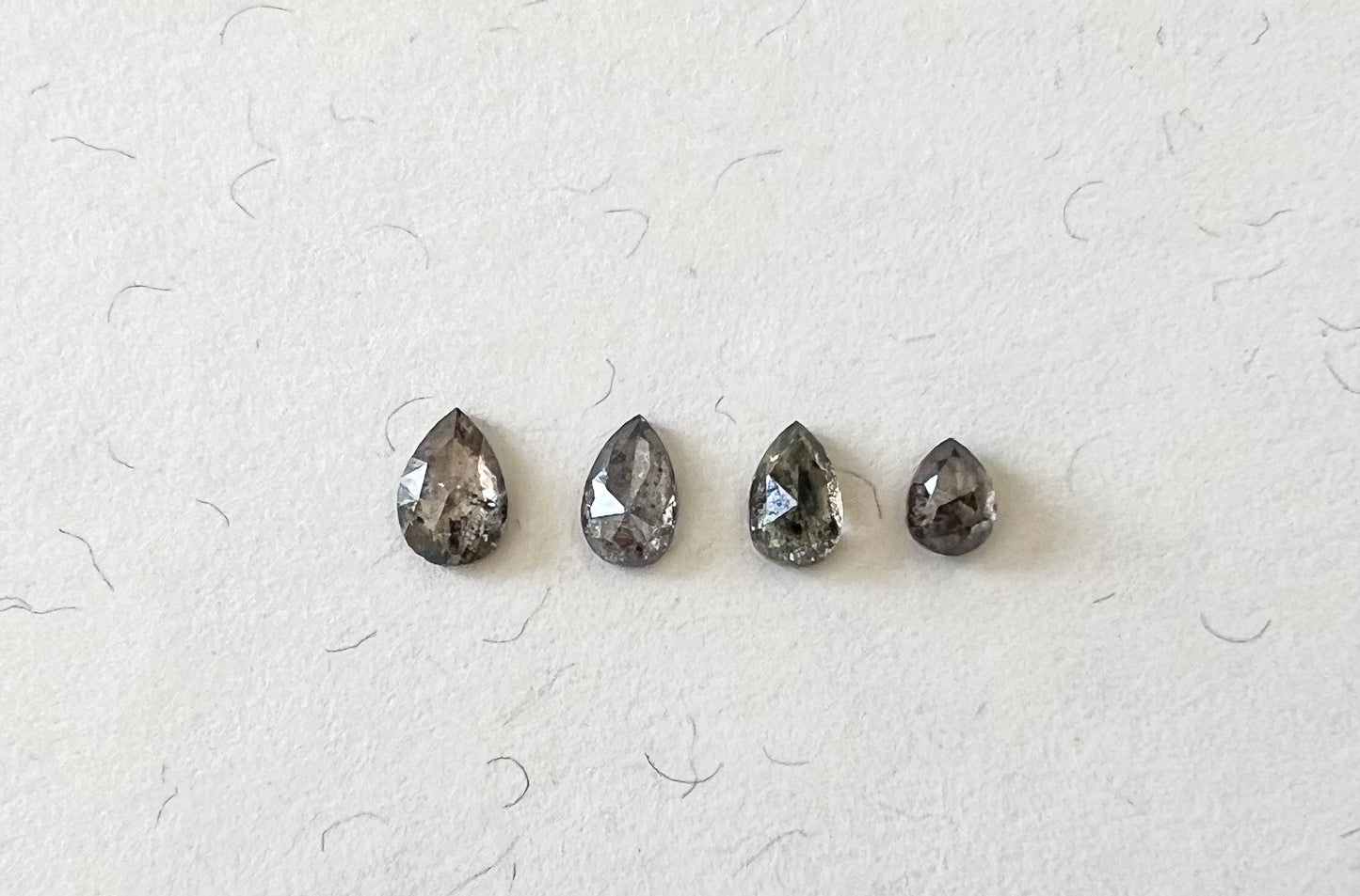 Salt & Pepper Rose Cut Pear Diamond Flat Back Stud — Single — Made to Order