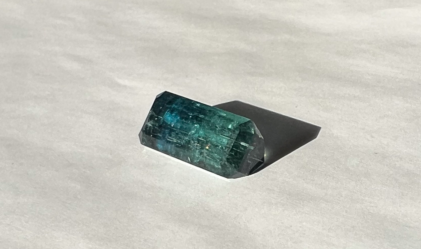 3ct Teal Bicolor Ombré Palimpsest Signet or Pendant — Afghan Tourmaline — Made to Order