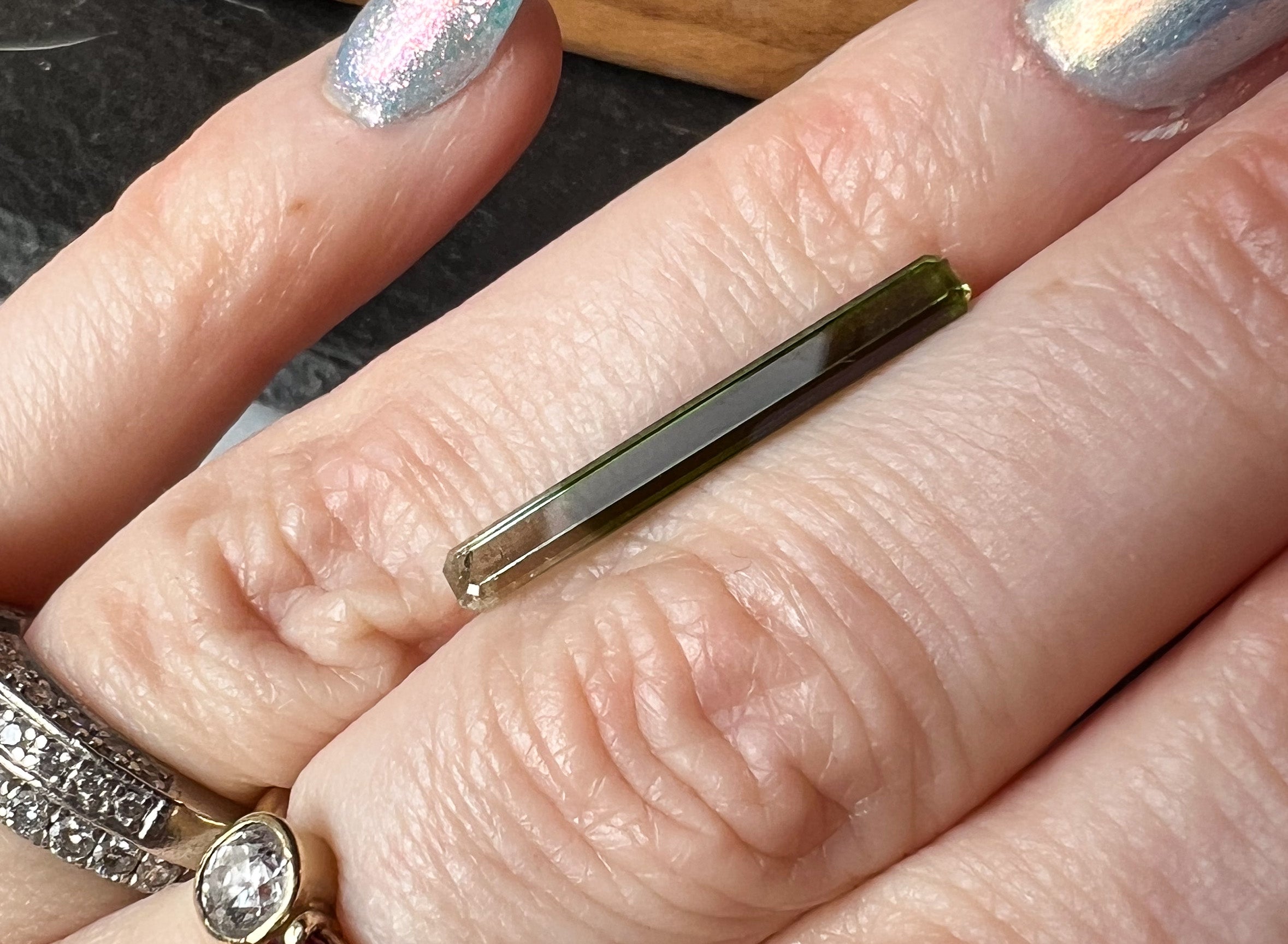 1.87ct Clear to Green Afghan Tourmaline — Vertical Drop Pendant — Made to Order