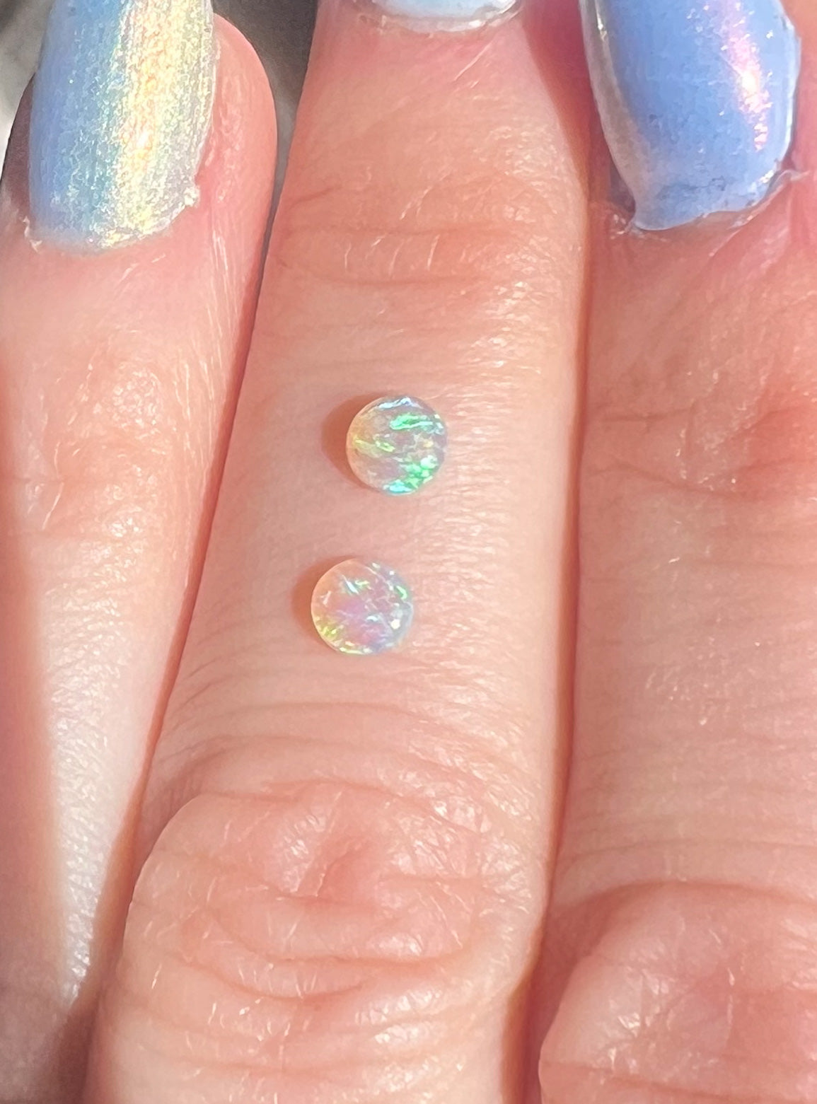 Lightning Ridge Crystal Opal — Flat Back Studs — Australian — One Pair Only