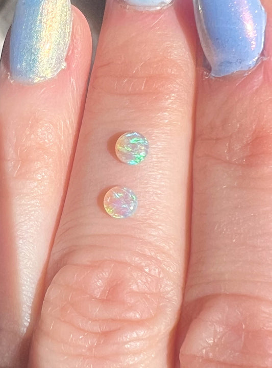 Lightning Ridge Crystal Opal — Flat Back Studs — Australian — One Pair Only
