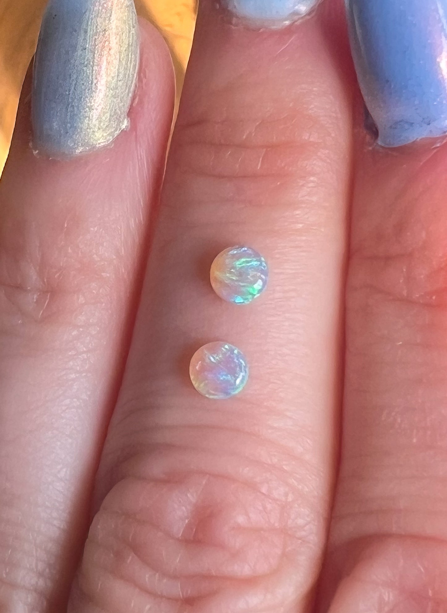 Lightning Ridge Crystal Opal — Flat Back Studs — Australian — One Pair Only