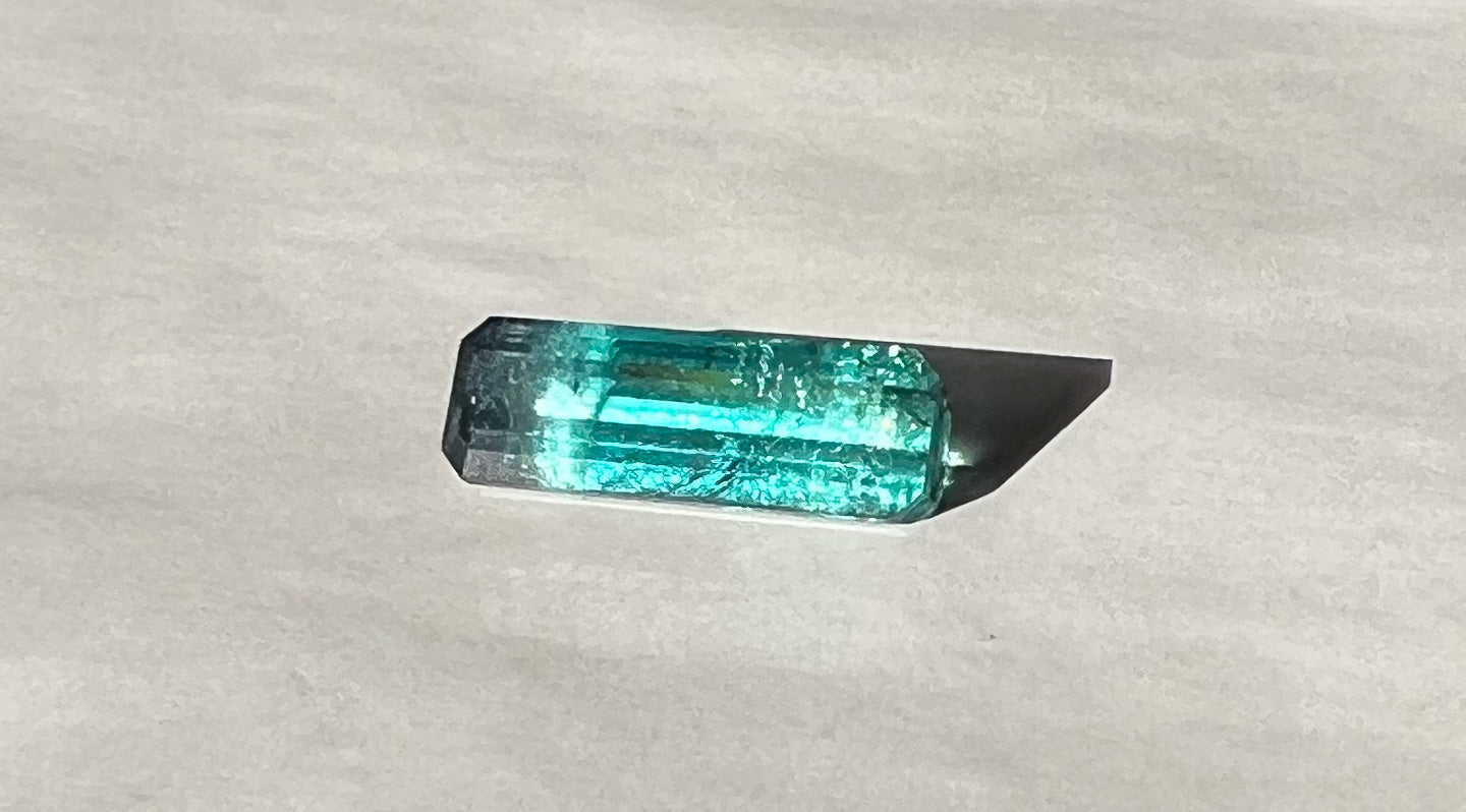 1.85ct Teal + Clear Stripe Afghan Tourmaline — Palimpsest Signet or Pendant — Made to Order
