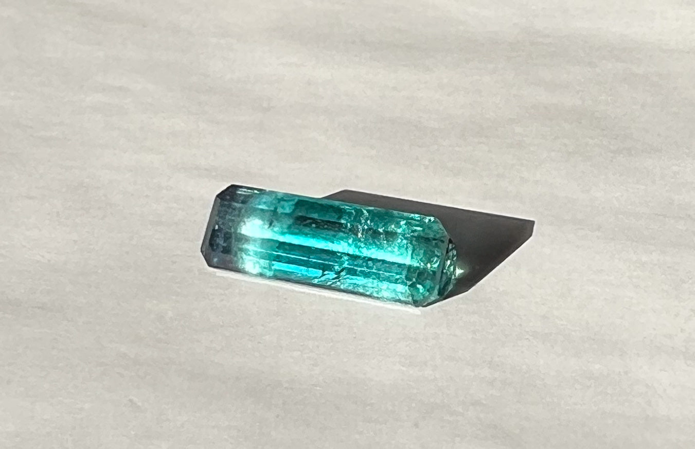 1.85ct Teal + Clear Stripe Afghan Tourmaline — Palimpsest Signet or Pendant — Made to Order