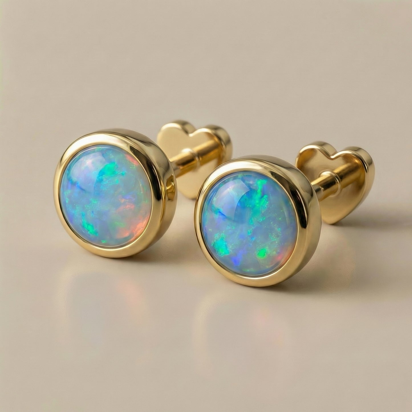 Lightning Ridge Crystal Opal — Flat Back Studs — Australian — One Pair Only