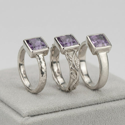 1.3ct Unheated Purple Montana Sapphire — Solitaire Ring — Made to Order