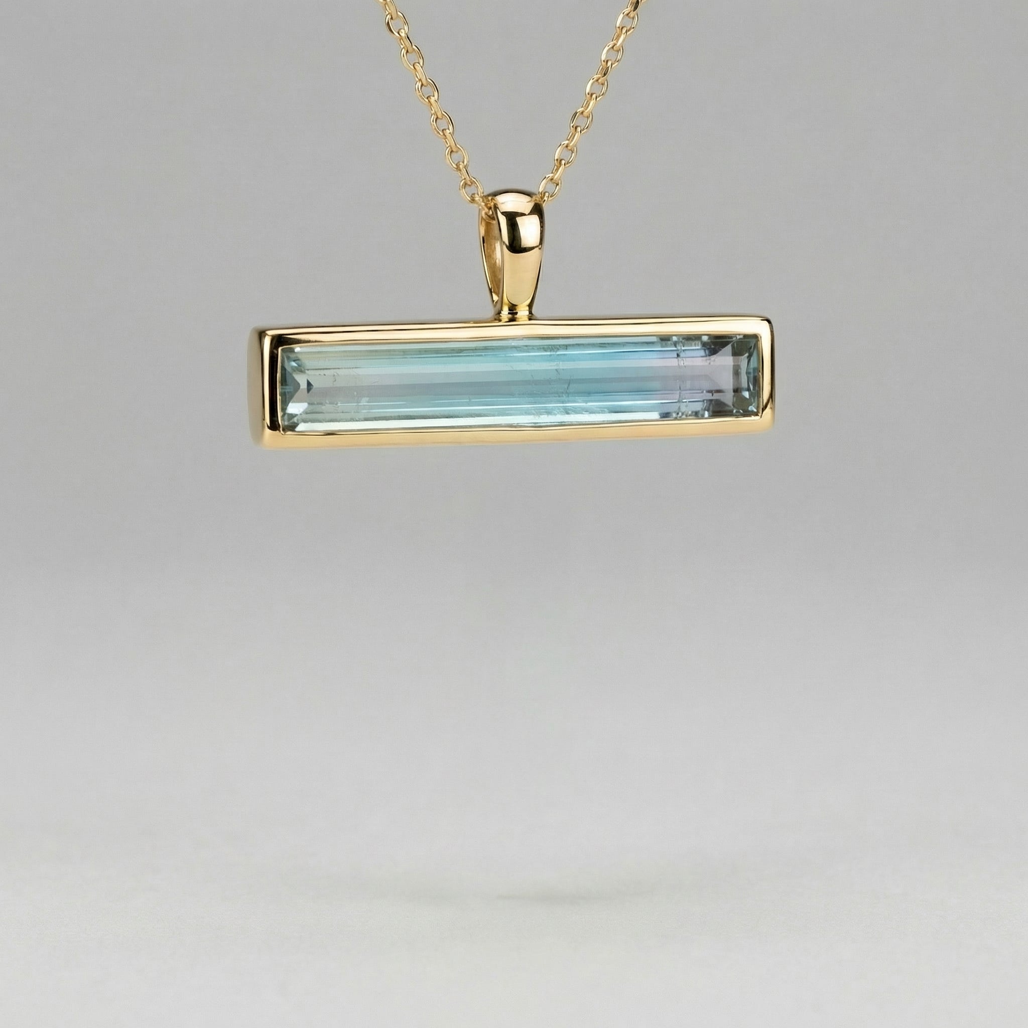 3.72ct Clear + Baby Blue Afghan Tourmaline — T Bar Drop Pendant - Made to Order