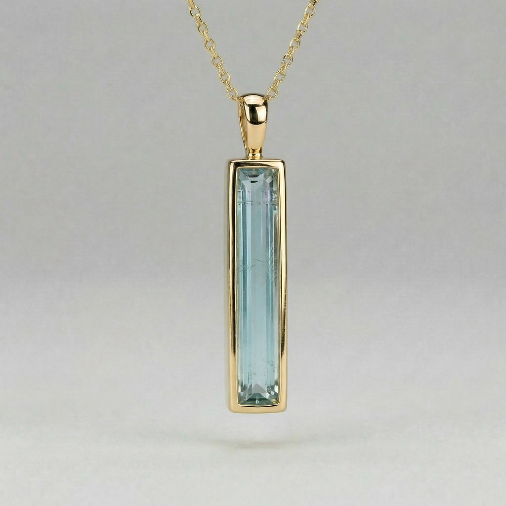 1.65ct Clear + Light Blue Afghan Tourmaline — T Bar Pendant - Made to Order