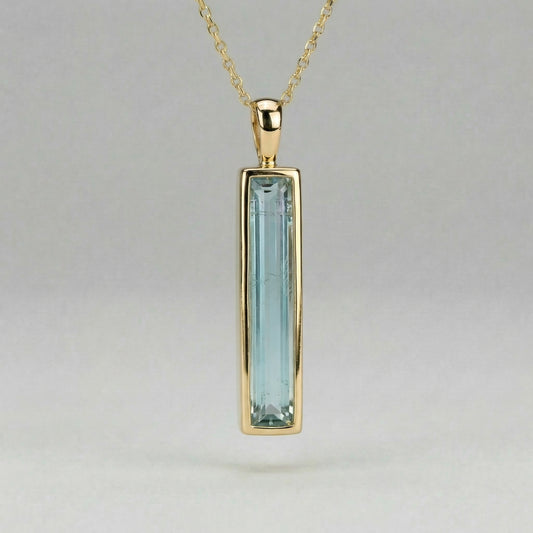 3.72ct Clear + Baby Blue Afghan Tourmaline — T Bar Drop Pendant - Made to Order