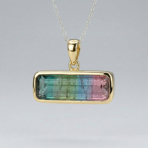 1.55ct Watermelon Afghan Tourmaline — T Bar Pendant