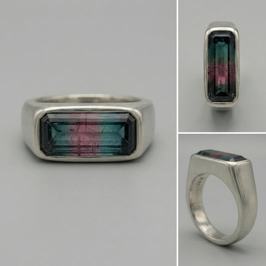 3.25ct Dark Purple–Pink–Blue Afghan Tourmaline — Palimpsest Signet — Made to Order