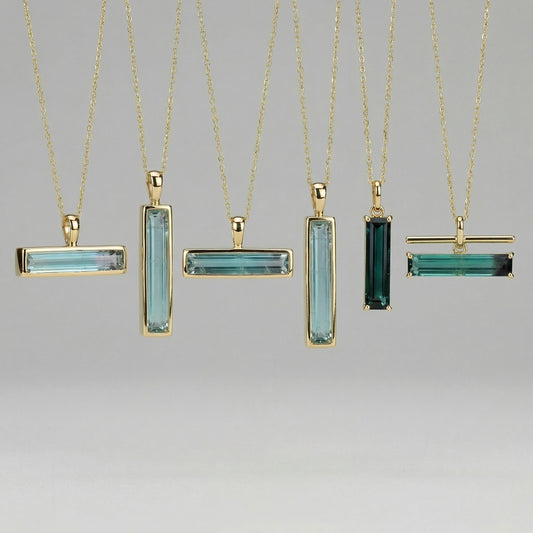 3.09ct Green-Blue Afghan Tourmaline — Vertical Drop Pendant — Made to Order
