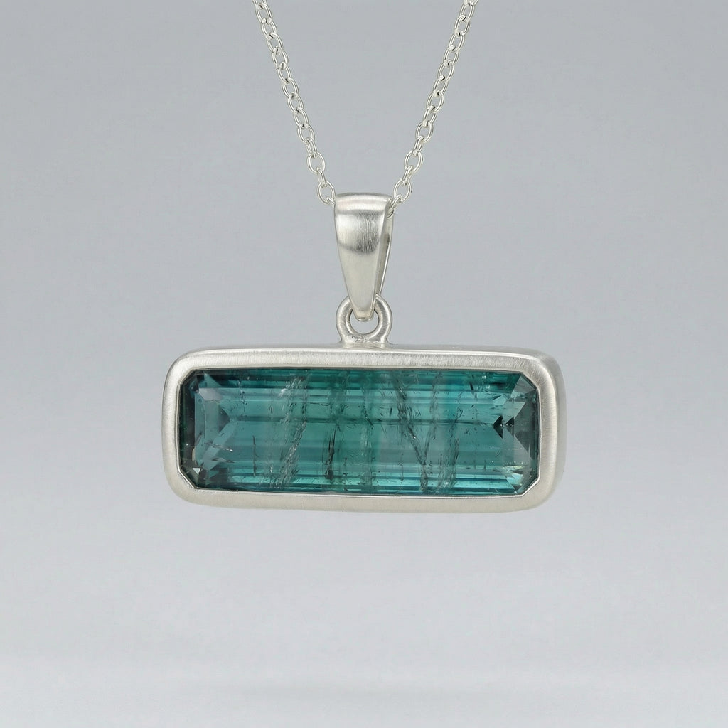 1.85ct Teal + Clear Stripe Afghan Tourmaline — Palimpsest Signet or Pendant — Made to Order