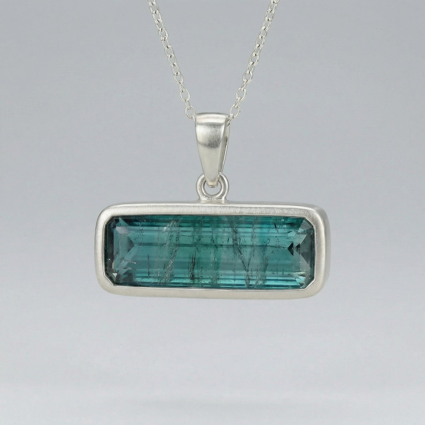 1.85ct Teal + Clear Stripe Afghan Tourmaline — Palimpsest Signet or Pendant — Made to Order