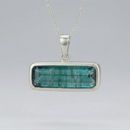 1.85ct Teal + Clear Stripe Afghan Tourmaline — Palimpsest Signet or Pendant — Made to Order