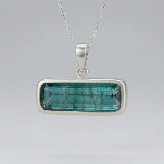 1.85ct Teal + Clear Stripe Afghan Tourmaline — Palimpsest Signet or Pendant — Made to Order
