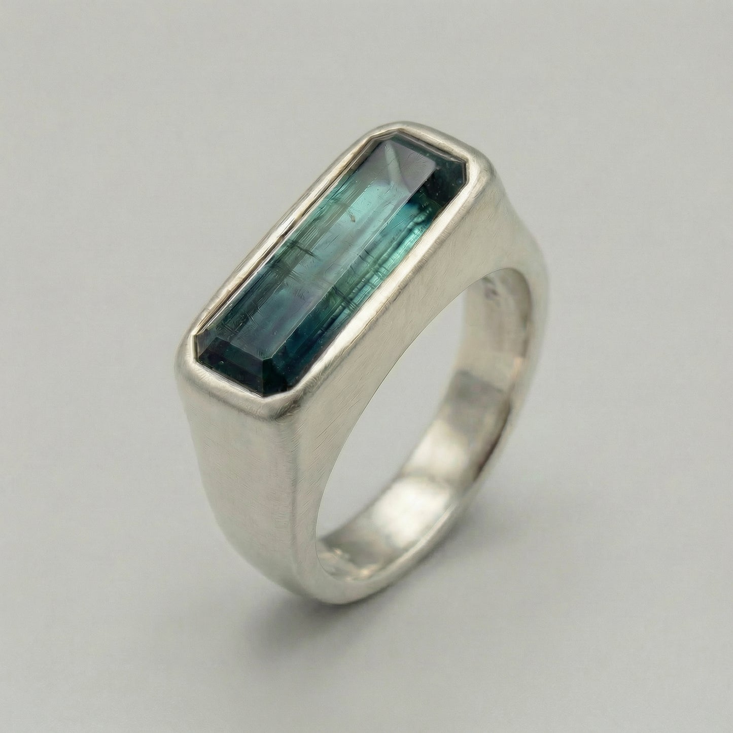1.85ct Teal + Clear Stripe Afghan Tourmaline — Palimpsest Signet or Pendant — Made to Order