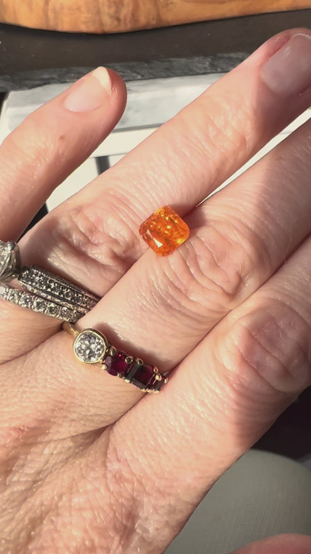 Fanta Spessartite Garnet Flat Back Stud Pair — Matched — Made to Order